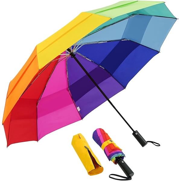 Amazon.com: meizhouer 24k Rib Large Color Rainbow Umbrella Fashion